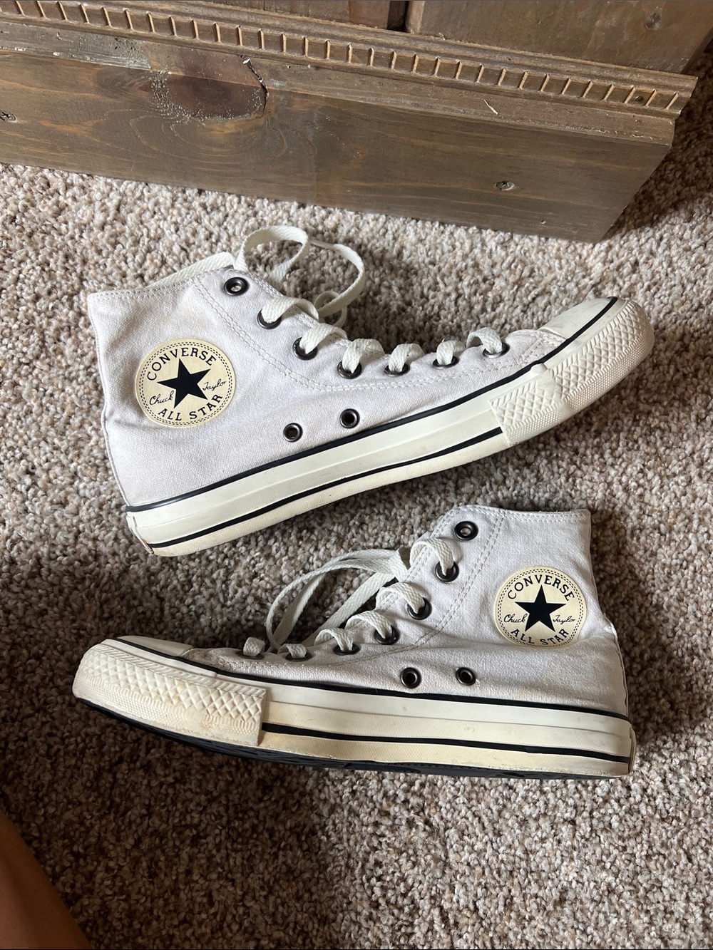 Converse High-Top Canvas Sneakers in Off White